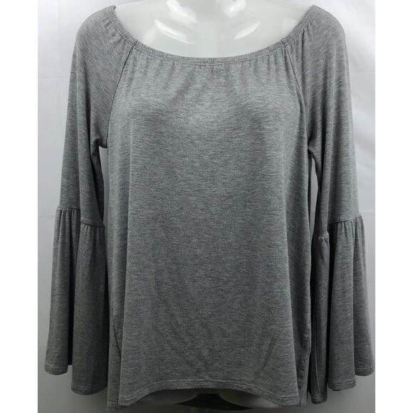 Chaser Top Women Small Gray Off the Shoulder Bell Sleeves Cool Jersey Viscose - Picture 1 of 10